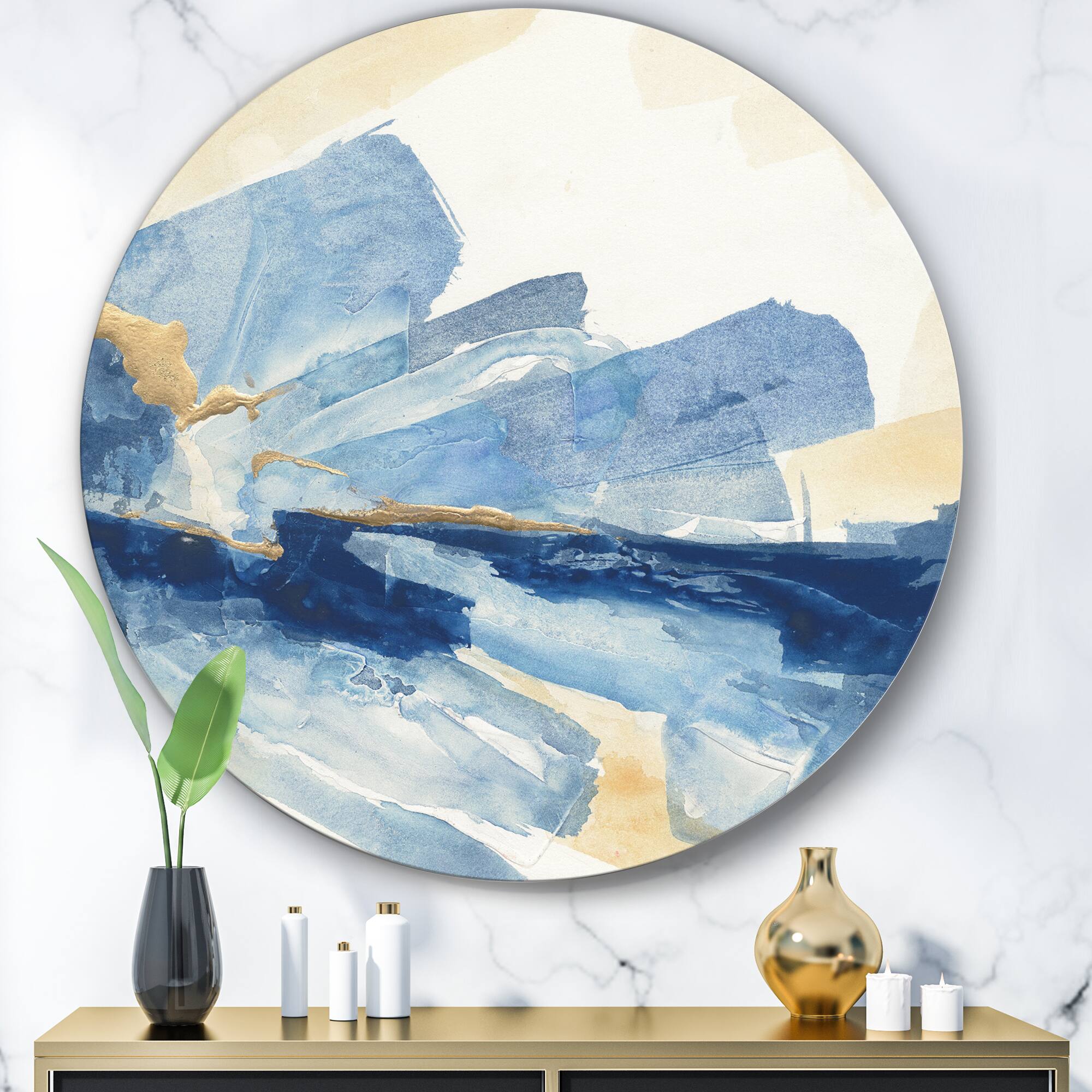Designart - Metallic Gold Indigo I